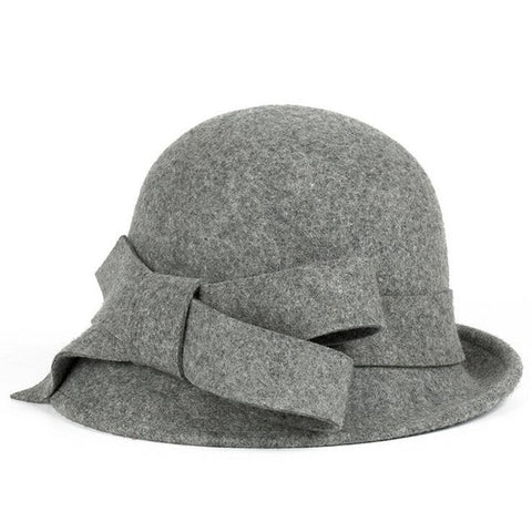 Lady Wide Brim Wool Felt Bowknot Hats