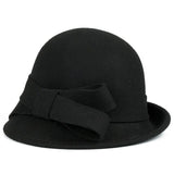 Lady Wide Brim Wool Felt Bowknot Hats
