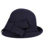 Lady Wide Brim Wool Felt Bowknot Hats