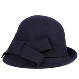 Lady Wide Brim Wool Felt Bowknot Hats