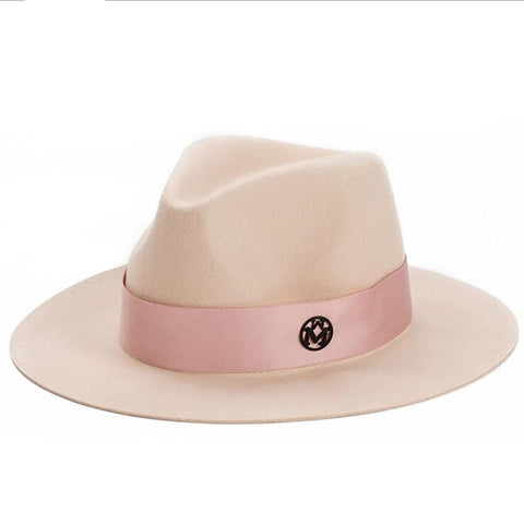 Ladies pink wool feodra hats