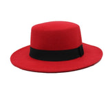 Brand Wool Boater Flat Top Hats